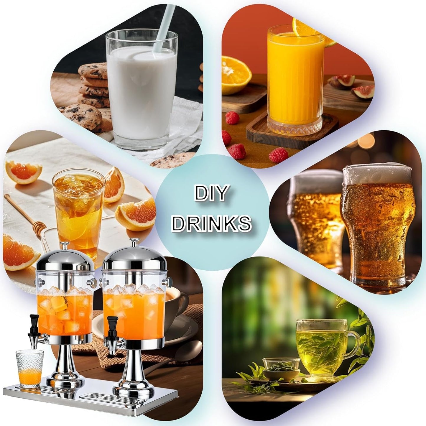2.2 Gallon Drink Dispensers for Parties, Beverage Dispenser with Stand and Ice Shovel, Commercial Hot Cold Juice Dispenser for Parties, Wedding, Hotel Buffet, Banquet, Restaurant (8 L)