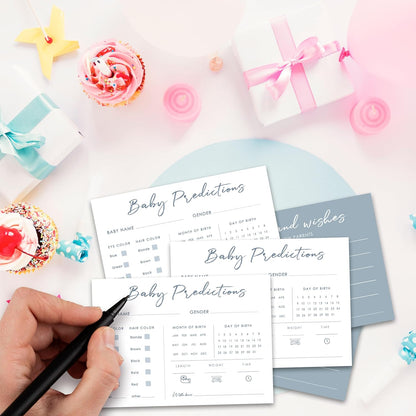 Baby Predictions and Advice Cards, 5" x 7" Pink Baby Shower Predictions Cards, Daily Party Games & Activities Favors for Newparents - G08
