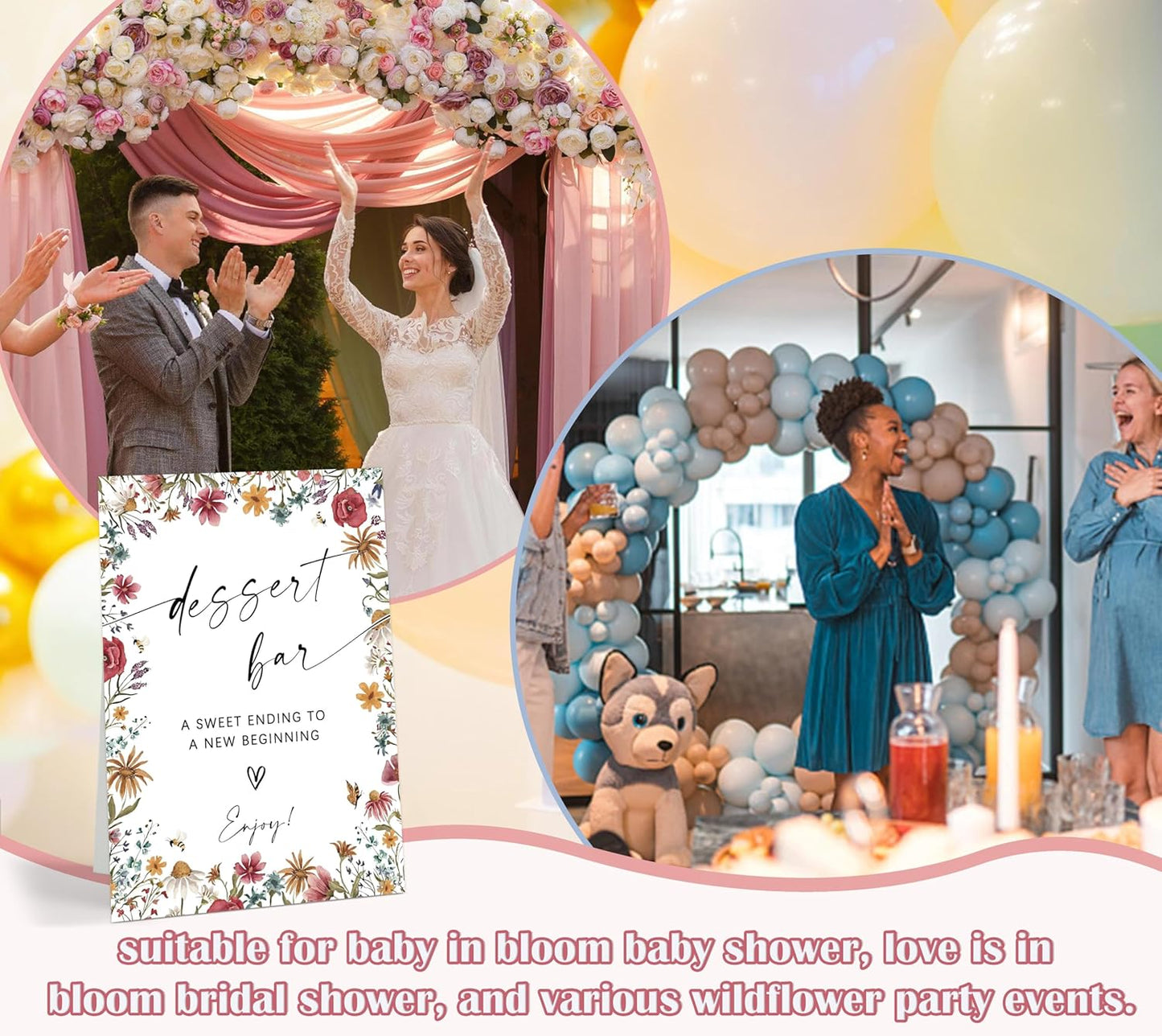 Wild Flower Audio Guest Book Sign, Baby in Bloom Love is in Bloom Decorations, Bridal Shower Baby Shower Wedding Signs for Reception, Floral Party Table Decor, 8 x 11 Inch
