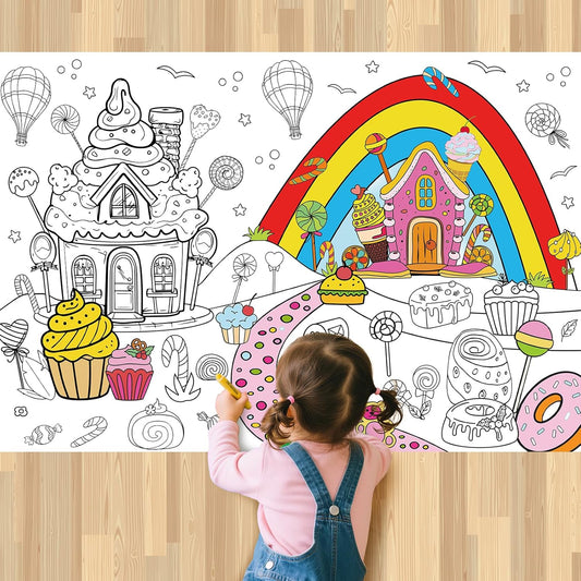 Reptile Coloring Poster for Kids, 43.3 x 29.5 Inch Giant Reptile Coloring Sheets Sauropoda Animals Coloring Tablecloth DIY Painting Craft for Wall Classroom Home Birthday Party Decoration