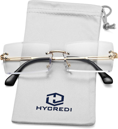 Rectangle Sunglasses for Men/Women Small Rimless Square Shade Eyewear