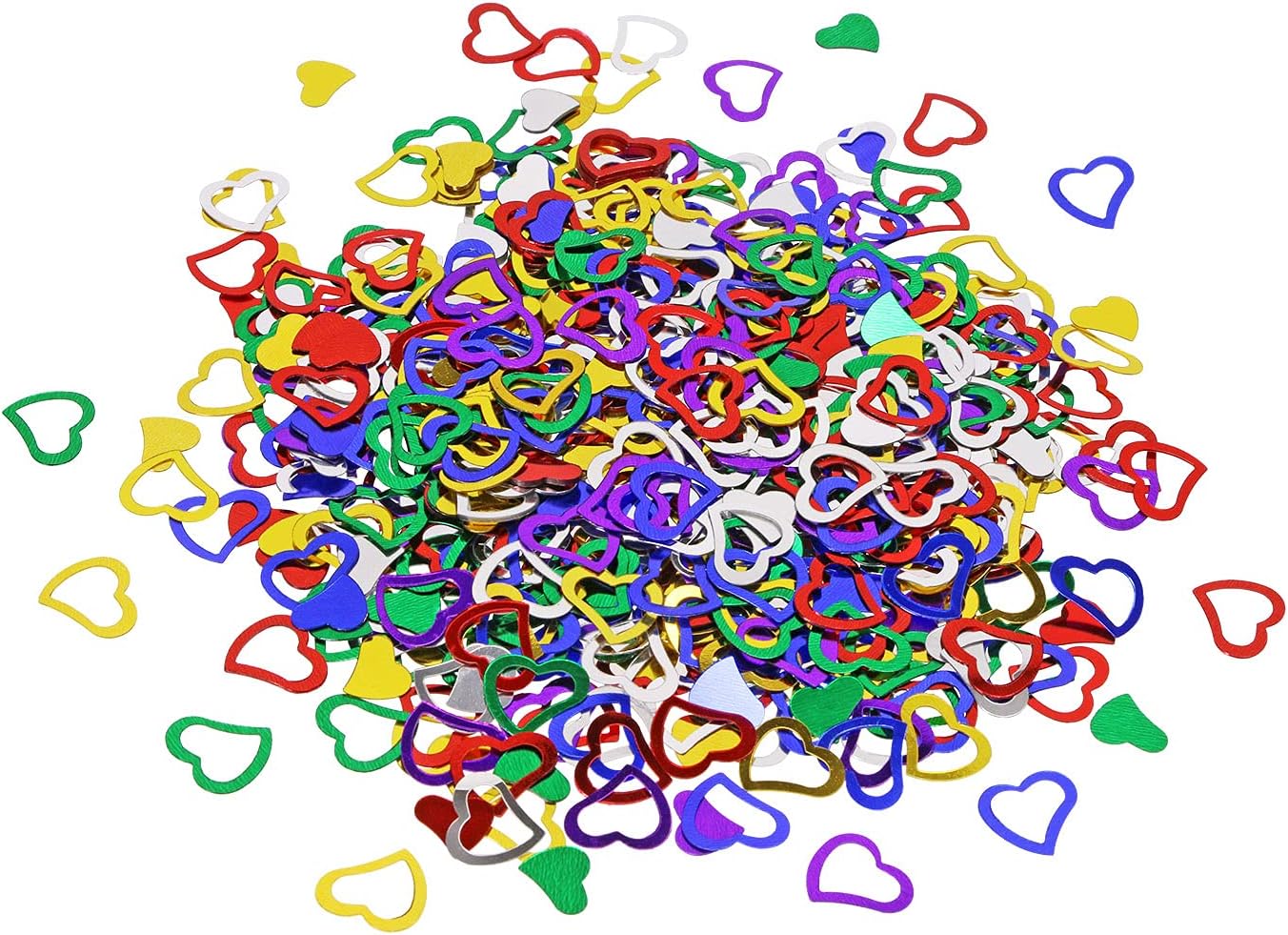 ONLYKXY 1200Pcs Love Heart Shaped Confetti, Table Wedding Decoration, Glitter Confetti for Wedding Party (Silver)