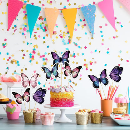 Beautiful Butterfly Centerpiece Sticks - Floral Baby Shower or Birthday Table Toppers - Butterfly Themed Gender Reveal Bridal Shower Party Decoration- Set of 15