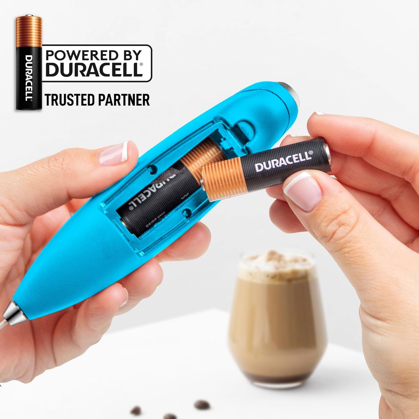Zulay Kitchen Powerful Milk Frother Wand With Duracell Batteries - Ultra Fast Handheld Drink Mixer - Electric Whisk Foam Maker for Coffee, Lattes, Cappuccino & Matcha - Z1 Motor - Black - Colors B