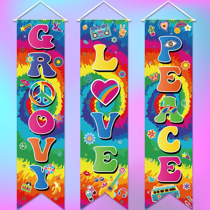 Chiisong 3 Pcs Neon Banner Party Decorations Let's Glow Banner Glow in the Dark Porch Sign Welcome Birthday Porch Sign for Neon Birthday Party Supplies Club Halloween Classroom Decorations