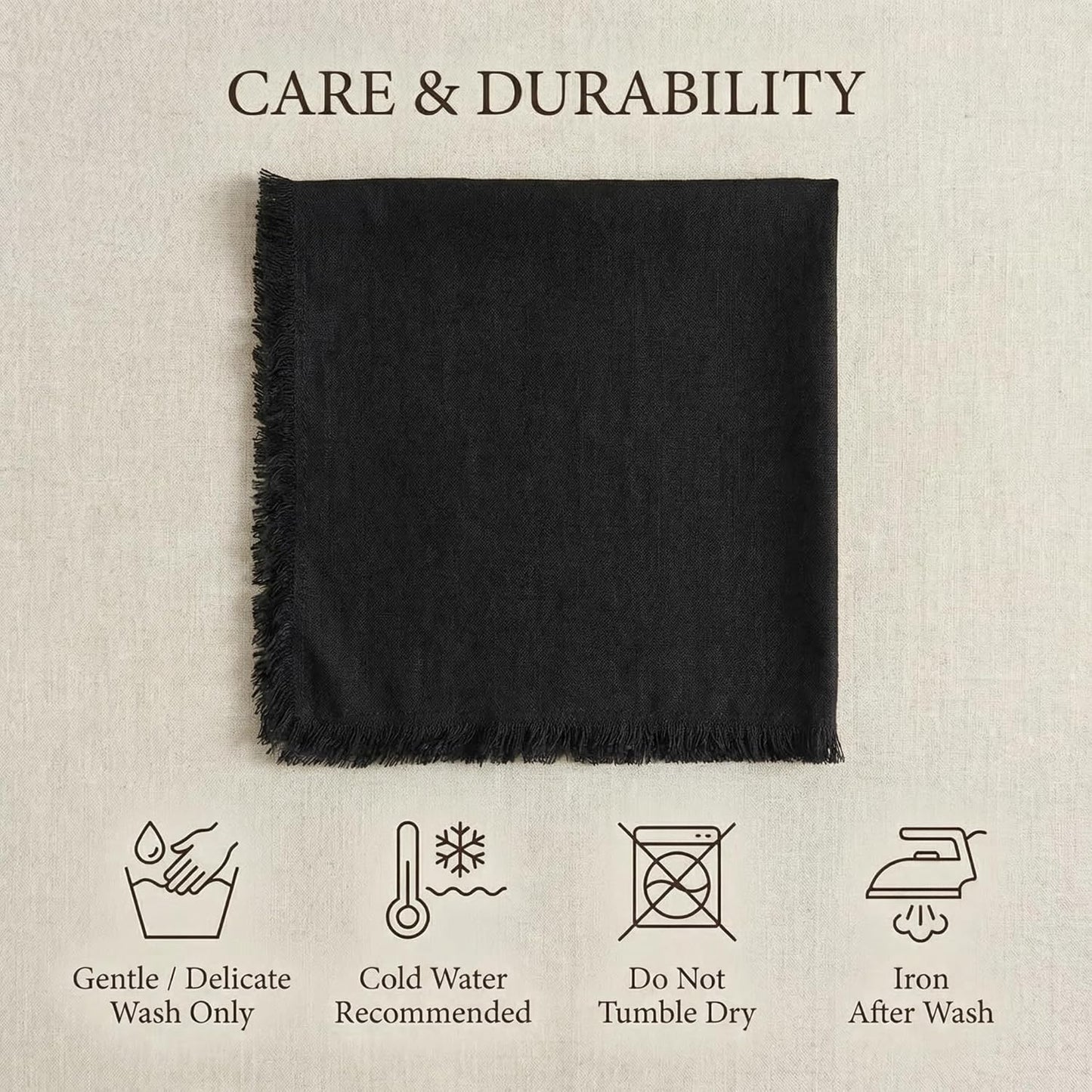 ACCENTHOME Natural Cotton Linen Napkin Set of 12 18x18 inch Dinner Napkins - Washable Soft Premium Hotel Quality Reusable Hemmed Edges Napkins Perfect Table Linens for Family Dinners, Weddings