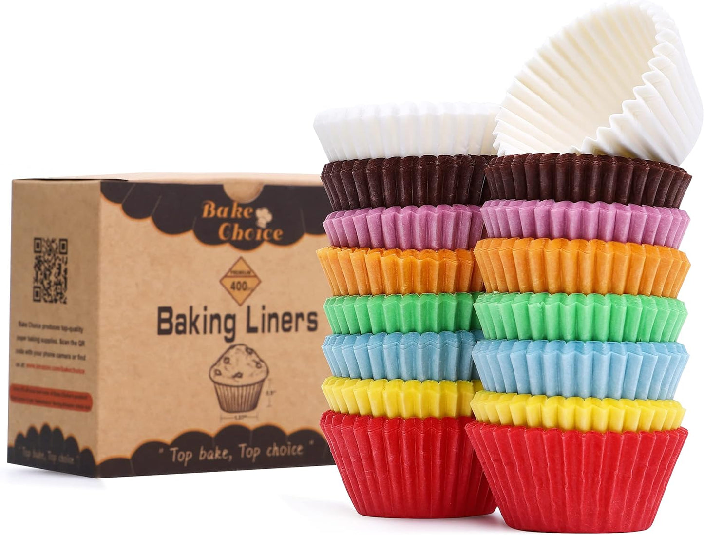 Bake Choice Non-Stick 400pcs Mini Cupcake Liners for Baking, Natural parchment muffin liners for Mini Muffin Pan, Cupcake Pan, Food Grade, Non Stick, Greaseproof