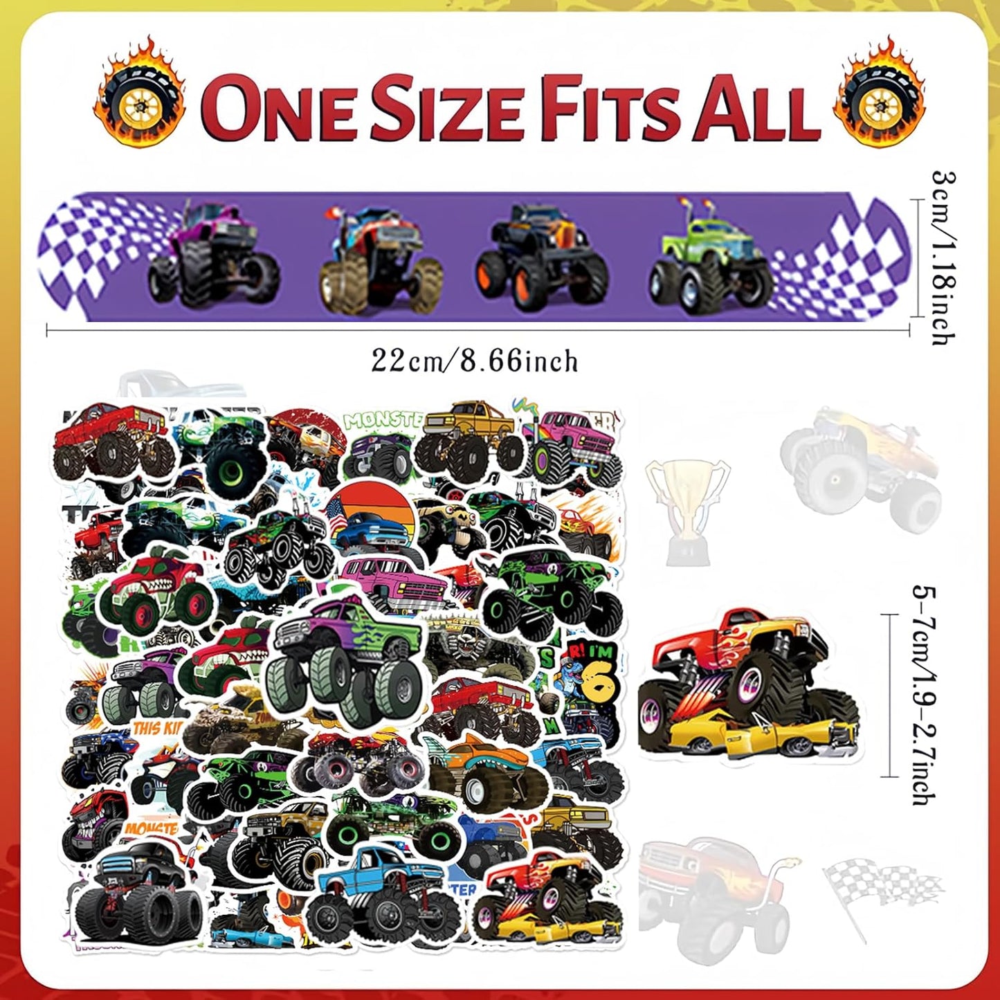 CZWXOXO 74 Pcs Racing Theme Party Favors 24 Pcs Slap Bracelets 50 Pcs Stickers Racing Birthday Party Decorations，Classroom Rewards Supplies