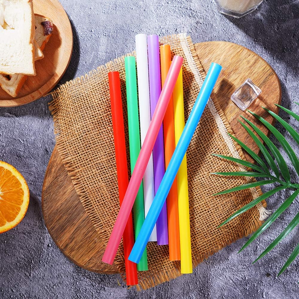 100 Pcs Jumbo Smoothie Straws,Colorful Disposable Wide-mouthed Large Straw.