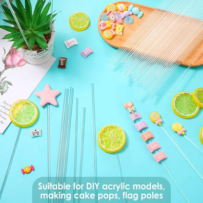 Vicenpal 120 Pcs 12 Inch Clear Acrylic Rods 3mm Diameter Round Acrylic Dowel Rods for DIY Crafts Party Decorations Gardening
