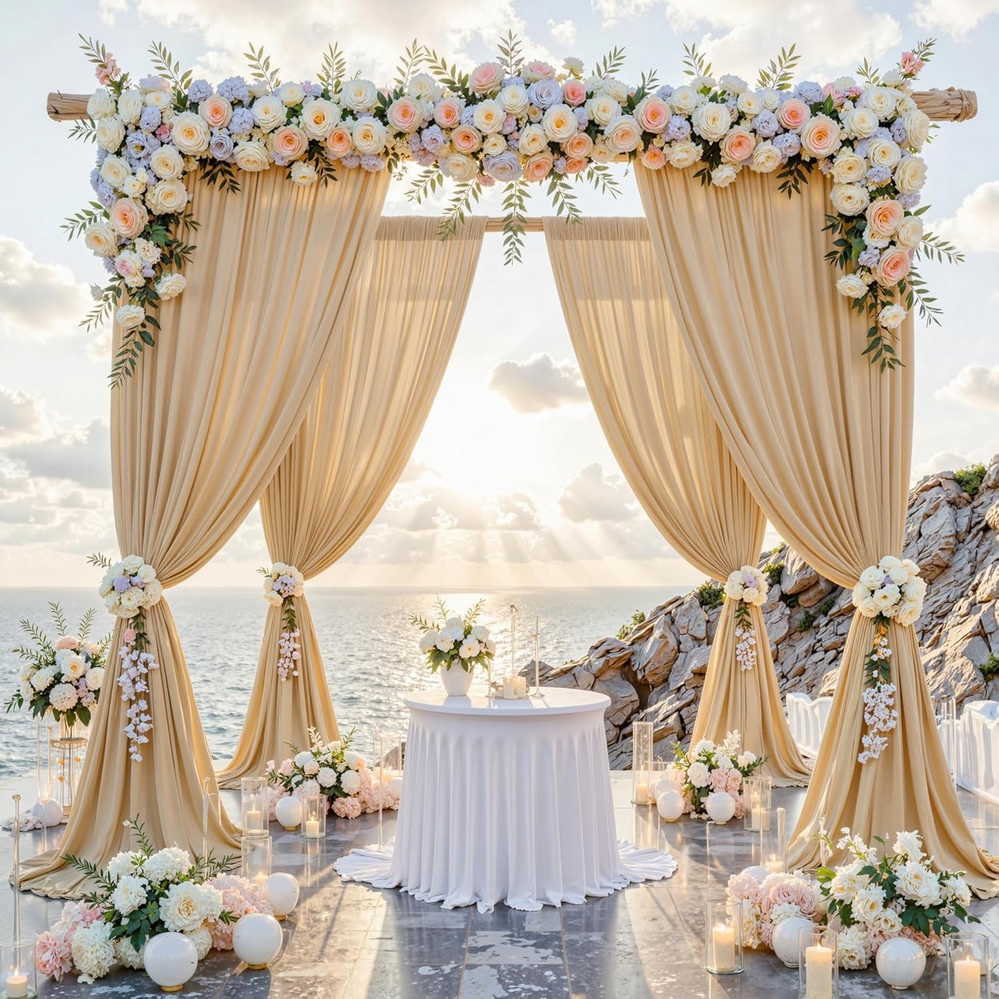10 ft x 10 ft Wrinkle Free White Backdrop Curtains for Wedding Parties, Polyester Photography Backdrop Drapes for Birthday Parties Stage Backdrop Stand, 2 Panels 5x10FT Background Curtains