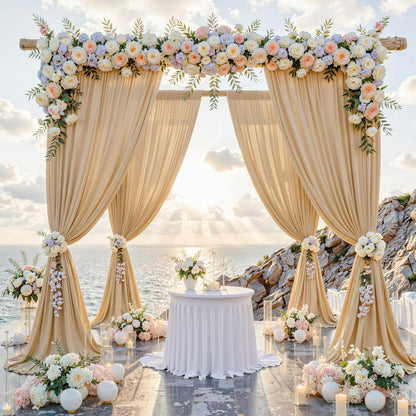 10 ft x 10 ft Wrinkle Free White Backdrop Curtains for Wedding Parties, Polyester Photography Backdrop Drapes for Birthday Parties Stage Backdrop Stand, 2 Panels 5x10FT Background Curtains