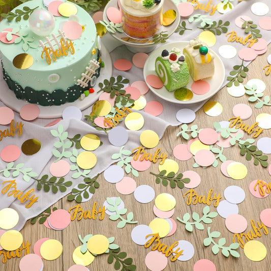 Minatee 400 Pcs Baby Shower Confetti Decorations Table Confetti Dots Gender Reveal Wedding Decor(Elegant Color,Fresh Style)