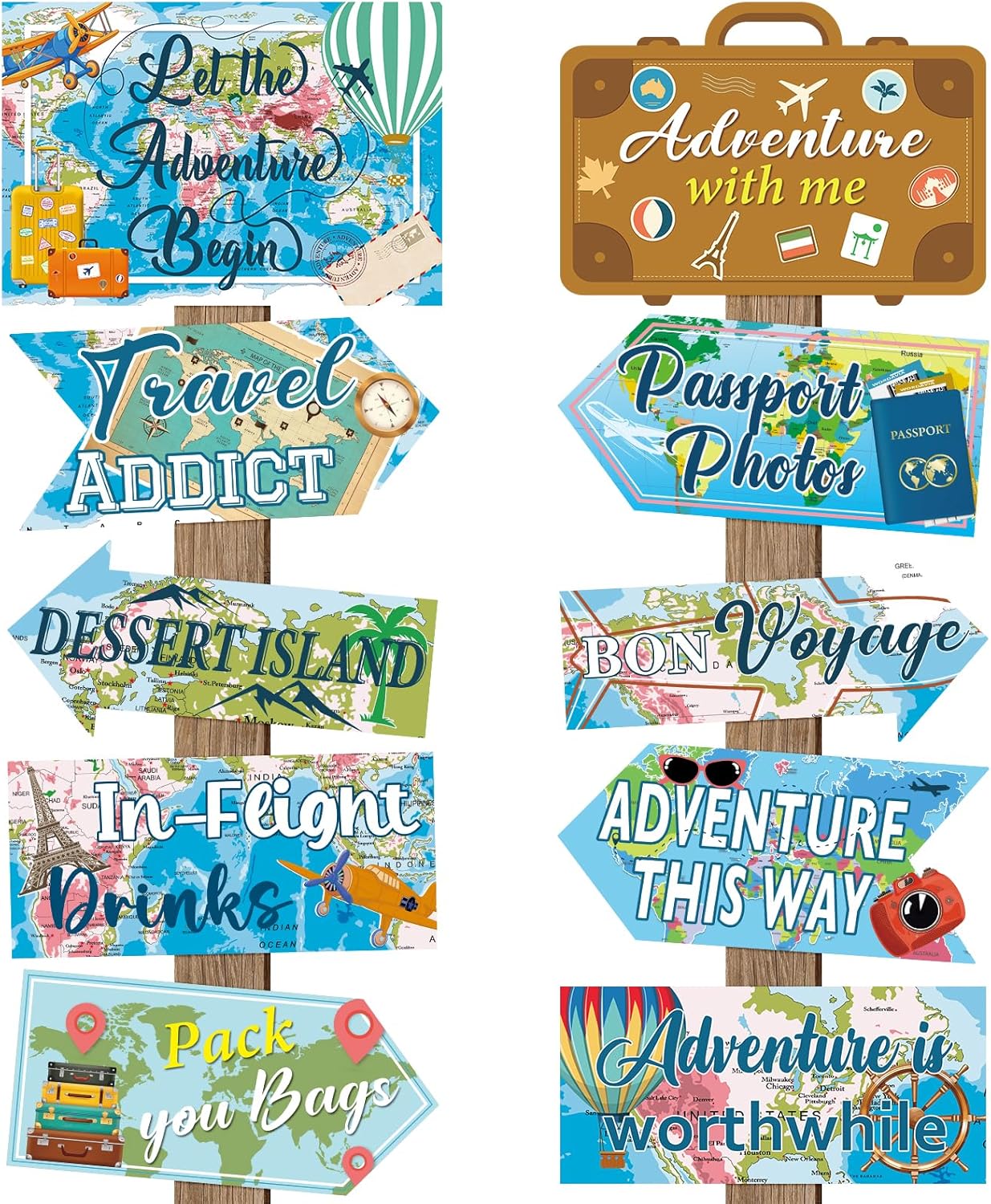 20 Pcs Luau Party Decorations Welcome Sign Summer Hawaiian Directional Signs Tropical Hawaiian Themed Birthday Decorations Luau Tiki Party Supplies with 2 Sheet Letter Stickers
