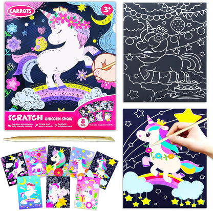 BAOXUE Scratch Art for Kids, Mermaids Black Rainbow Scratch Paper Set-Arts And Crafts & Supplies, DIY Activity & Party Games, Mermaid Toys Gifts for Toddlers, Girls