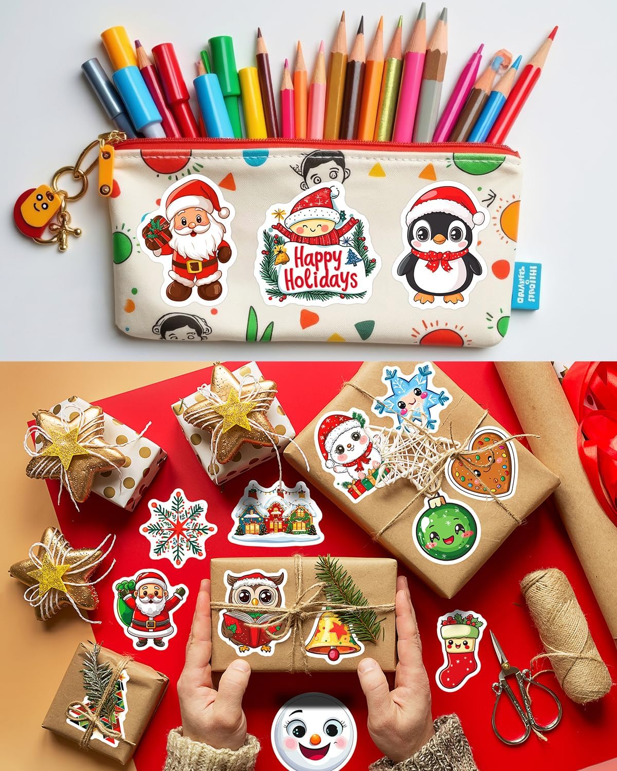 JCFIRE 200PCS Stickers for Kids, Waterproof Cute Mixed Animal Food Vinyl Scrapbook Stickers for Water Bottle, Book, Laptop, Goodie Bags Stuffers Kids Party Favors, Classroom Supplies Must Haves