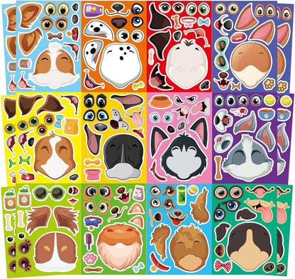 24 Sheets Make a Face Stickers for Kids Toddlers, Make Your Own Animal Mix and Match Sticker Sheets with Sea Animals Horses Dinosaurs Unicorns for Kids Crafts Party Favors Goodie Bags Stuffers