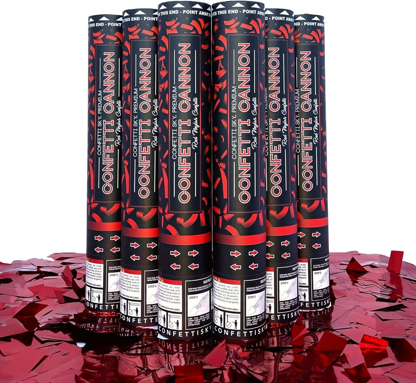 Confetti Sky [6 Pack] 12 Inch Confetti Cannons | Multicolor Confetti Poppers for Wedding Celebration, Birthday Party, Pranks, Graduation, Christmas Eve and New Year Celebration