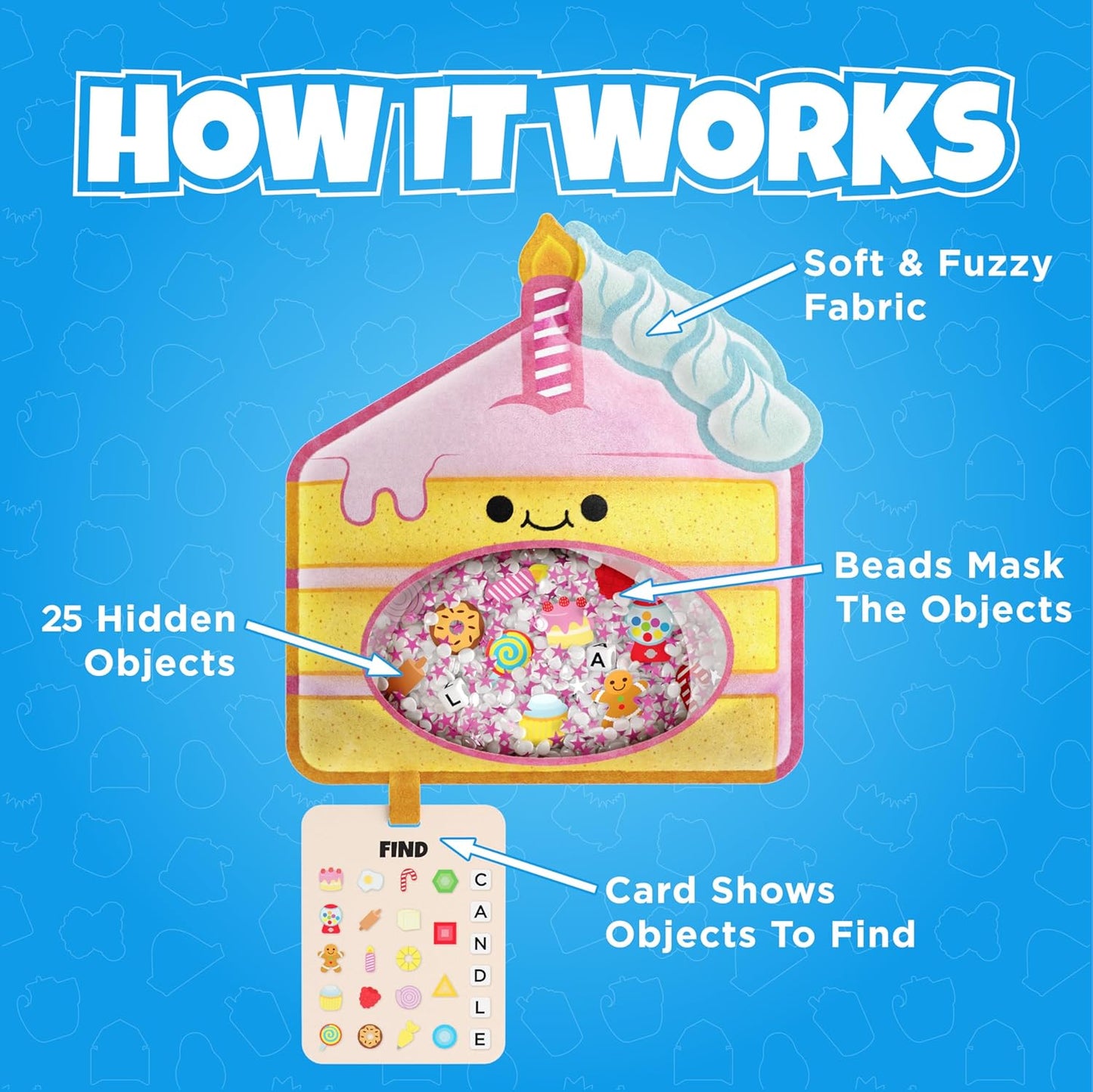 Vango BIZYBOO - The Original Seek & Find Plush - Hidden Object Search Problem Solving Educational Matching Game for Kids 2 and Up (Chill Bill)