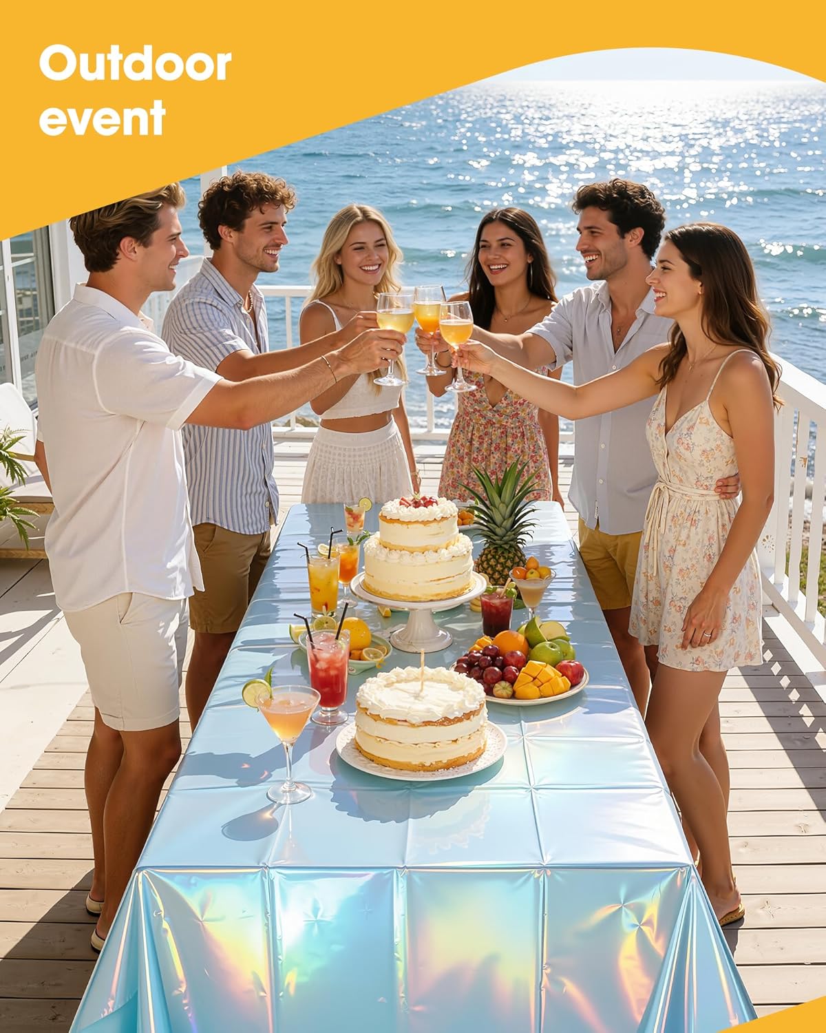 Niuara White Plastic Table Cloth - 4 Pack 54" × 108" Rectangle Disposable Tablecloths for 6FT Tables, Table Cover for Party, Holiday & Gathering Use