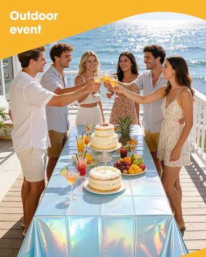 Niuara White Plastic Table Cloth - 4 Pack 54" × 108" Rectangle Disposable Tablecloths for 6FT Tables, Table Cover for Party, Holiday & Gathering Use