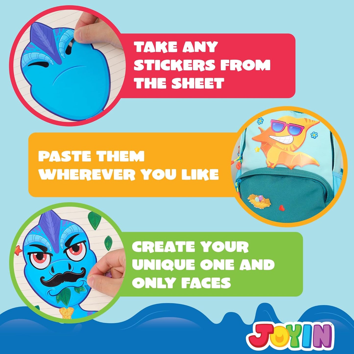 JOYIN 24 Sheets 9"x6" Make a face Stickers for Kids, Make Your Own Stickers with Unicorn, Dinosaur, Sea and Safari Animals, Party Favors Kids Crafts, Goodie Bags Stuffers Classroom Activities