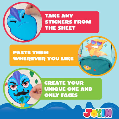 JOYIN 24 Sheets 9"x6" Make a face Stickers for Kids, Make Your Own Stickers with Unicorn, Dinosaur, Sea and Safari Animals, Party Favors Kids Crafts, Goodie Bags Stuffers Classroom Activities