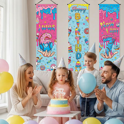 Chiisong 3 Pcs Neon Banner Party Decorations Let's Glow Banner Glow in the Dark Porch Sign Welcome Birthday Porch Sign for Neon Birthday Party Supplies Club Halloween Classroom Decorations