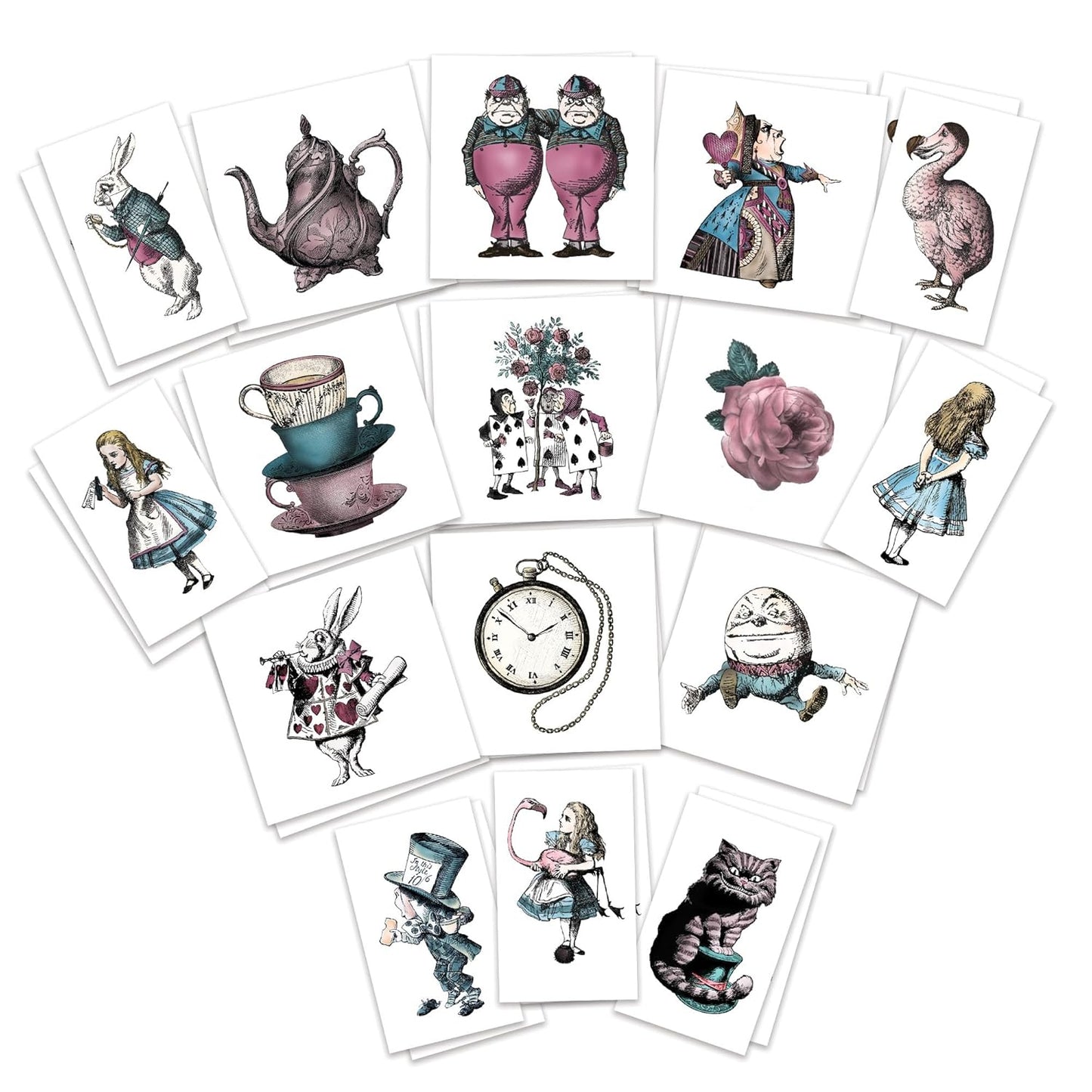 Vintage Alice Temporary Tattoos/Safe Non-Toxic/Pre-Cut Easy to Share/Party Favors/Classroom Prizes/USA Company/Mad Hatter, Cheshire Cat, Queen of Hearts (Vintage Alice 32pk)