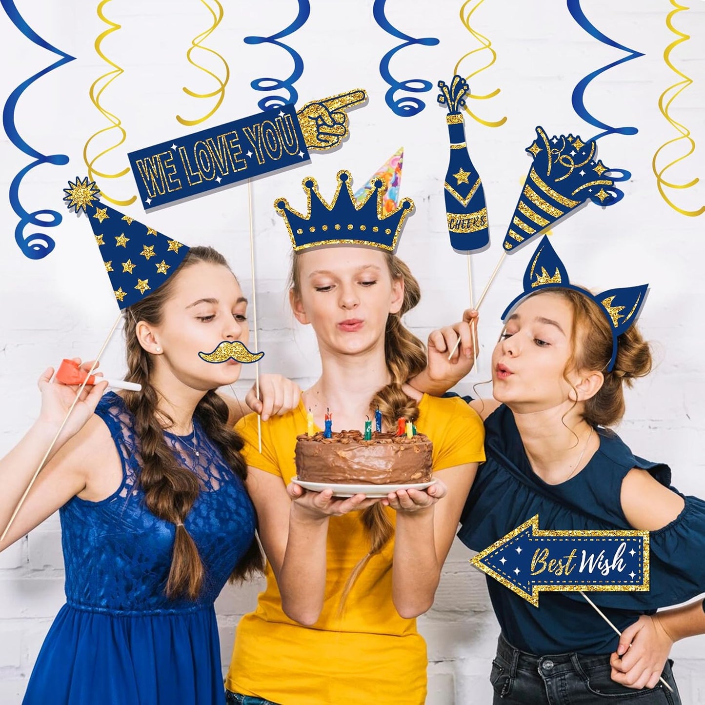 36 PCS Birthday Photo Booth Props Party Supplies Holiday Picture Decorations Photo Booth Props for Birthday Party Favors Pose Sign Kit Fun for Party (Purple and Black)