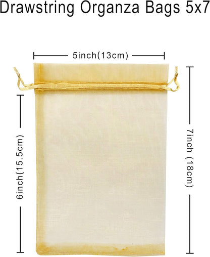 Jexila 120PCS Sheer Organza Bags 5X7 inches Mesh Drawstring Gift Bags Small for Jewelry Wedding Party Baby Shower Favor Bags (Rainbow )