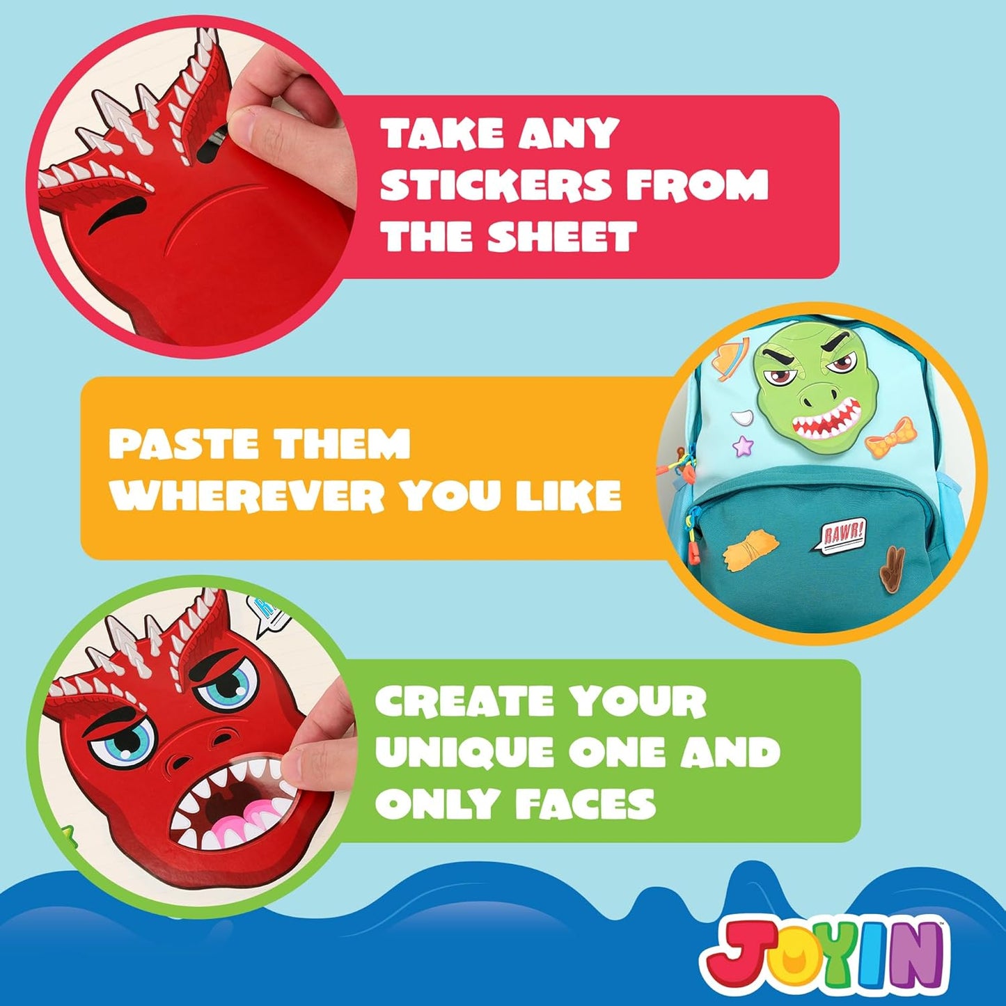 JOYIN 36 Sheets 9"x6" Make a face Stickers for Kids, Make Your Own Animal Stickers with Unicorn, Dinosaur, Sea and Safari Animals, Crafts Birthday Party Favors, Goodie Bags Classroom Activities