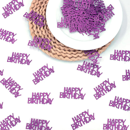 Pink Happy Birthday Confetti - Girl Birthday Party Decorations - Light Pink Glitter Scatters for Baby Girl Party Table Decor Supplies - 100PC
