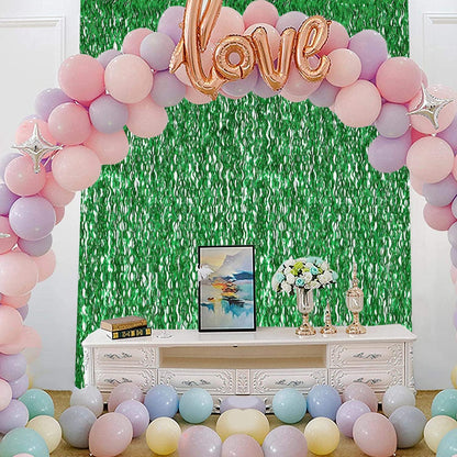 3 Pack Colorful Foil Fringe Curtain Backdrop - 6.6 x 3.3 ft Wavy Rainbow Tinsel Backdrop Curtain Metallic Streamers Iridescent Holiday Photo Booth Party Decorations