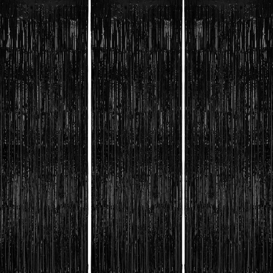 DECOCKRAT 3 Pack Foil Fringe Backdrop - Purple Shiny Tinsel Curtains for Party Decoration/Photo Booth Props - 3.3x8.2 FT Metallic Foil Backdrop for Birthday, Wedding, Graduation, Christmas.