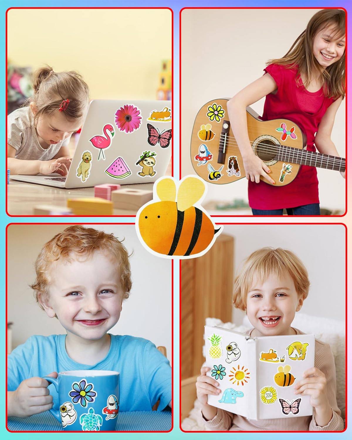 200Pcs Water Bottle Stickers for Kids, Cute Stickers for Water Bottles, Vinyl Waterproof Aesthetic Laptop Sticker Pack Classroom Prizes Skateboard for Kids Teens Girls Students (Cute-200pcs)
