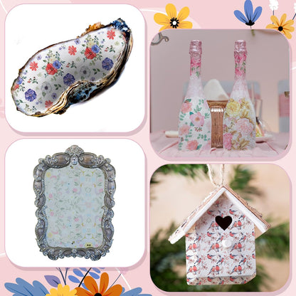 Crtiin 20 Pack Decoupage Napkins Floral Napkins Flower Cocktail Paper Decorative Toilet for Valentine's Day Birthday Party Beautiful Gorgeous, 20 Styles Each 6.5 Inches(Style 1)
