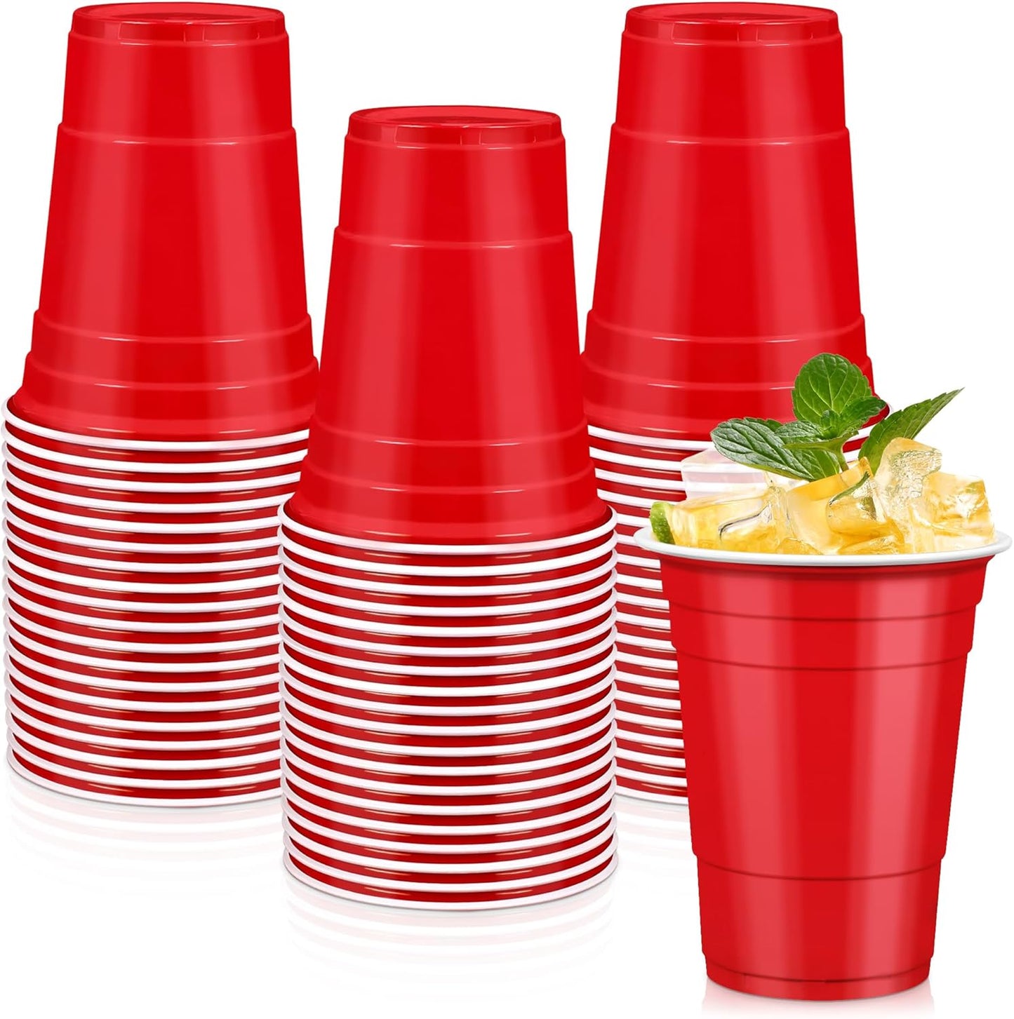 LANLISA 50 Gold Plastic Cups, 16 oz Disposable Cups, Drinking Cups For Birthday Party Supplies, Graduation, Thanksgiving Decorations, Harvest, Fall, New Years