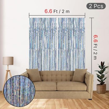 PartyWoo Silver Streamers 3pcs Tinsel Backdrop 8.2FT Metallic Tinsel Foil Fringe Streamer Curtains Party Photo Booth Backdrop for Graduation Baby Shower Bachelorette Wedding Disco Party Decorations