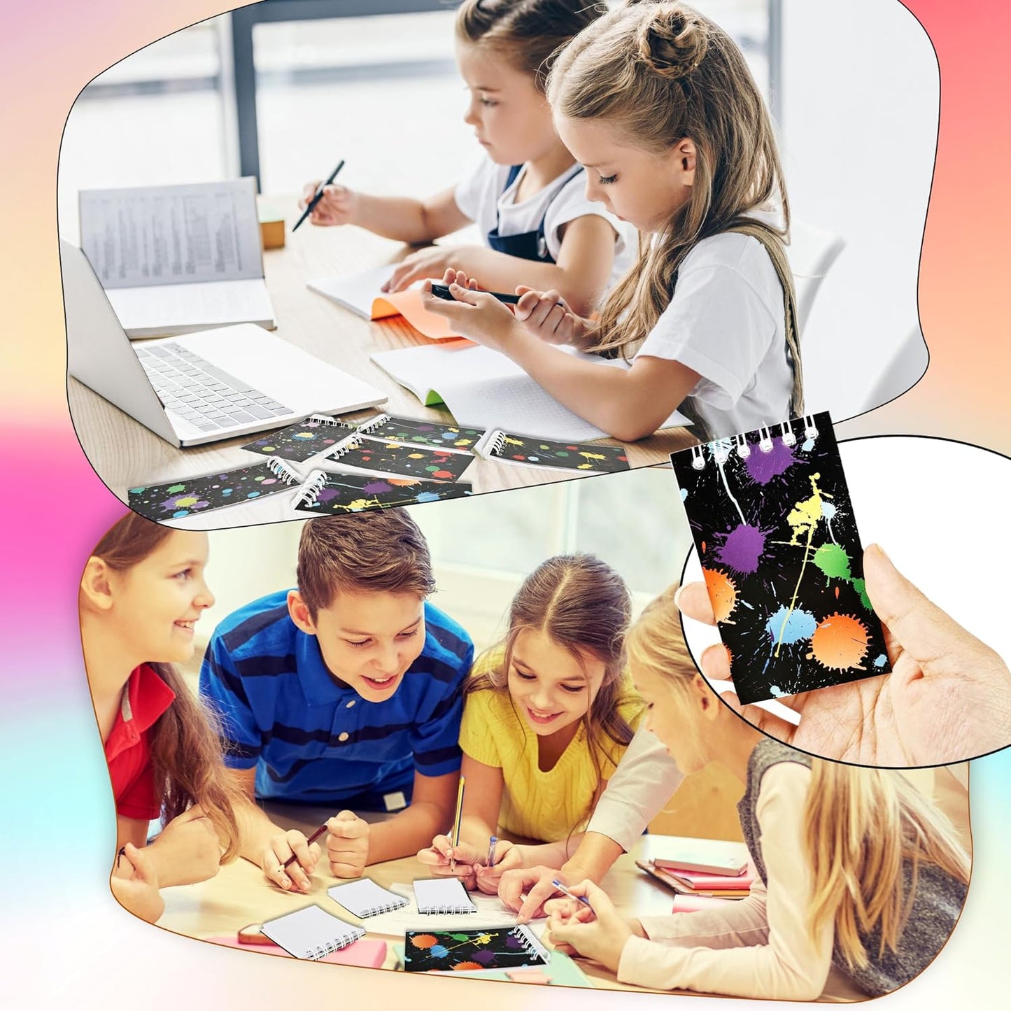 36 Pcs Mini Neon Notebooks Glow Party Small Spiral Notepads Neon Party Favors for Kids Birthday Gifts School Classroom Rewards, 6 Styles