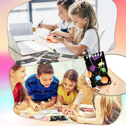 36 Pcs Mini Neon Notebooks Glow Party Small Spiral Notepads Neon Party Favors for Kids Birthday Gifts School Classroom Rewards, 6 Styles