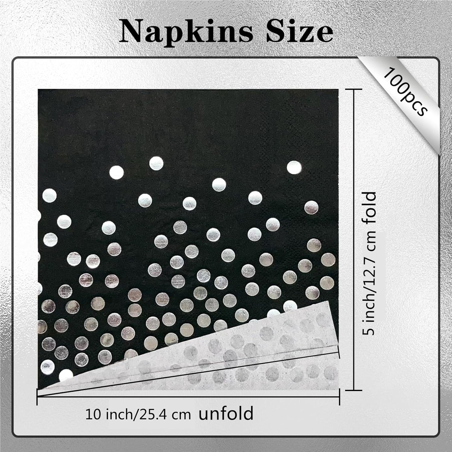 100PCS Blue Party Napkins Gold Dot Cocktail Paper Napkins Beverage Napkin for Birthday Wedding Dinner Disposable Supplies