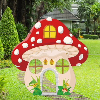 Mushroom Shaped Photo Prop Selfie Frame Party Decor Large Fabric True North VBS 2026 Photo Booth Props Mushroom Background Forest Banner Sign Jungle Woodland Baby Shower Party Supplies 59x59 Inch