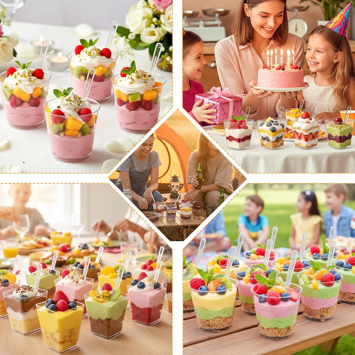 LifeIdeas 380 Pack Mini Dessert Cups with Spoons and lids, 5 oz Mini Clear Parfait Cups, Shooters Cups for Party, Round Yogurt Cups, Reusable Fruit Ice Cream Cake Pudding Cups