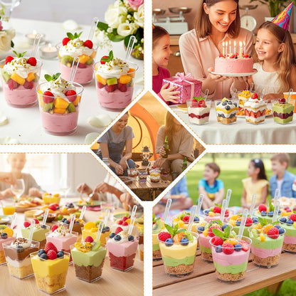 LifeIdeas 380 Pack Mini Dessert Cups with Spoons and lids, 5 oz Mini Clear Parfait Cups, Shooters Cups for Party, Round Yogurt Cups, Reusable Fruit Ice Cream Cake Pudding Cups