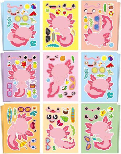 Aowplc 36 Pcs Make-A-Face Sticker Sheets Kids Party Favors Mix and Match Stickers with Dinosaurs, Mermaids, Unicorns, Horses, Farm & Sea Animals for Parties, Birthdays, Classroom Activities & Crafts
