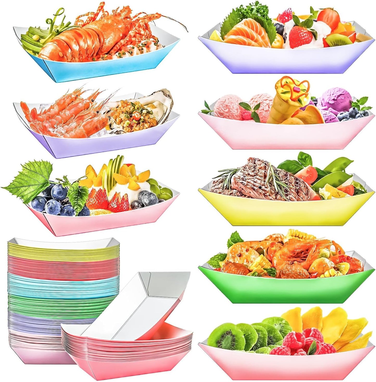 100 Pack 3lb Paper Food Trays,Disposable Greaseproof Kraft Checkered Carnival Food Serving Take Out Basket Tray Boat for Snacks Fries Nachos Popcorn Hot Dogs Carnival Wedding Party Picnic