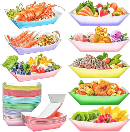 100 Pack 3lb Paper Food Trays,Disposable Greaseproof Kraft Checkered Carnival Food Serving Take Out Basket Tray Boat for Snacks Fries Nachos Popcorn Hot Dogs Carnival Wedding Party Picnic