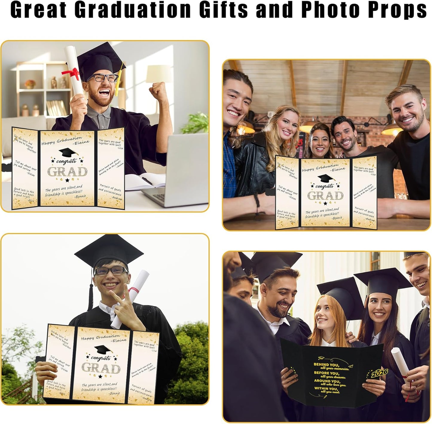 Vlipoeasn 2026 Graduation Guest Book Alternative, Black Gold Class of 2026 Graduation Party Decorations, Graduation Signature Book for 2026 College High School, Unique Graduation Gifts for Friends