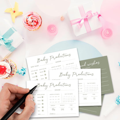 Baby Predictions and Advice Cards, 5" x 7" Pink Baby Shower Predictions Cards, Daily Party Games & Activities Favors for Newparents - G08